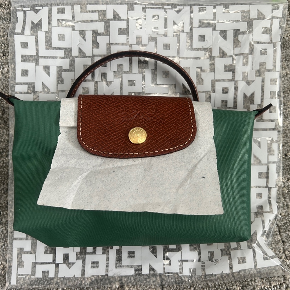 NEW: Longchamp Mini Bag Cosmetic Pouch Discontinued Green Color